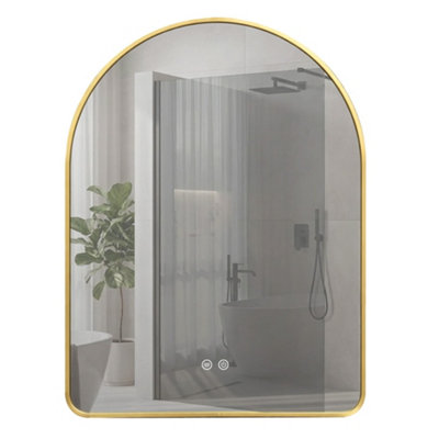 B&Q - Mirror  Camlot Brush Gold 80X60 LedRectangular