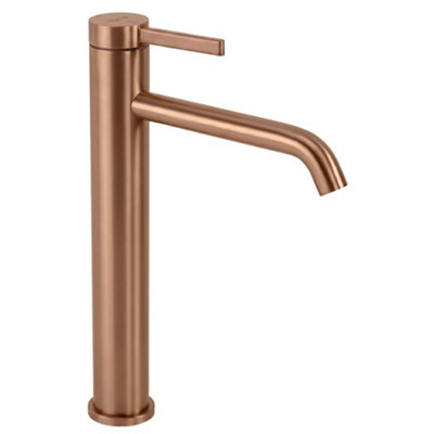 Washbasin Faucet Rea Rivo High Brush Copper 15,5X5X28Cm from B&Q