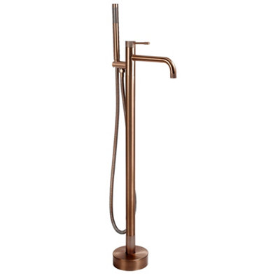 Floor-Mounted Bathtub Faucet Rea Venti Brush Copper 21X10X115Cm from B&Q