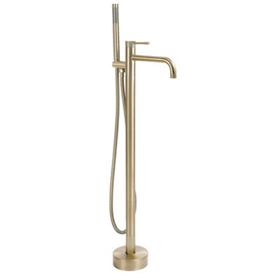 Floor-Mounted Bathtub Faucet Rea Venti Brush Gold 26X16X115Cm from B&Q