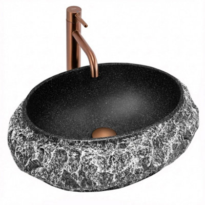 Countertop Washbasin Rea Mika Gabro BlackComposite from B&Q