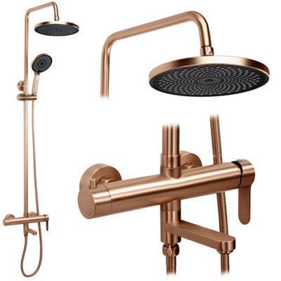 Shower Set Rea Arcos Brush Copper 34X15X134Cm from B&Q