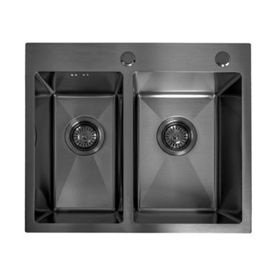 Stainless Steel Sink Rea Toby Black 56X48X21Cm from B&Q