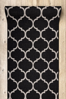 RugsX Runner Sizal Floorlux Design 20608 Moroccan Trellis Black / Silver 120  120X570 Cm from B&Q