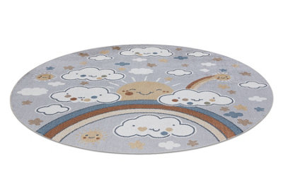 RugsX Carpet Bono 8437 Circle CloudsSkyLight Grey / Cream  Circle 140 Cm from B&Q