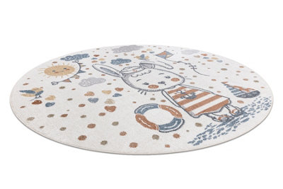 B&Q -  Carpet Bono 8441 Circle Bunny Sailor Cream / Blue  Circle 140 Cm