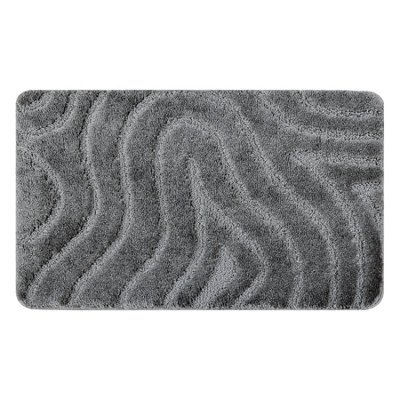 B&Q -  Bathroom Rug Supreme WavesNon-SlipSoftGrey 50X80 Cm