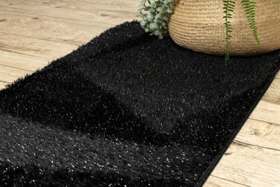 B&Q -  Bathroom Rug SynergyGlamourNon-SlipSoftLurex Black  50X80 Cm