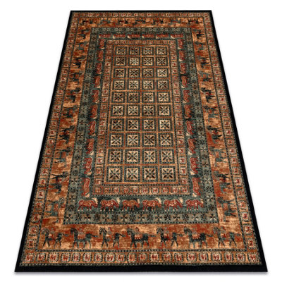 RugsX Wool Carpet Kashqai 4301 500 OrientalFrame Beige / Green  135X200 Cm from B&Q