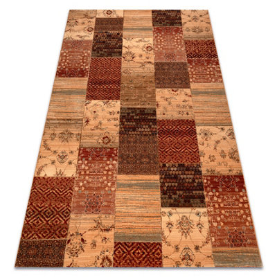 RugsX Wool Carpet Kashqai 4327 101 Patchwork Terracotta  67X130 Cm from B&Q