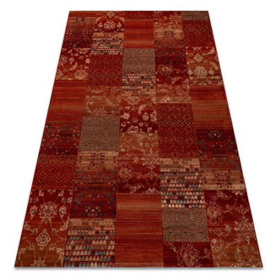 RugsX Wool Carpet Kashqai 4327 300 Patchwork Claret  67X130 Cm from B&Q