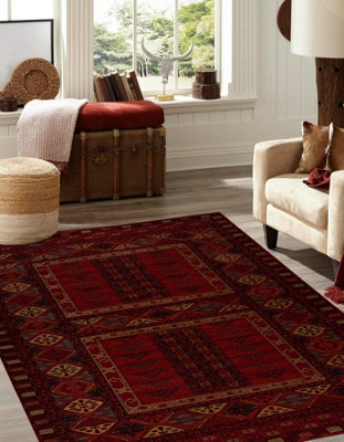 RugsX Wool Carpet Kashqai 4346 300 OrientalGeometric Claret   160X240 Cm from B&Q