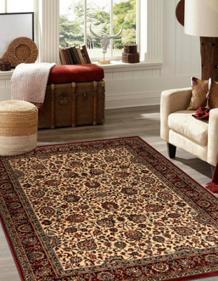 RugsX Wool Carpet Kashqai 4362 102 Ornament Beige / Claret  80X160 Cm from B&Q