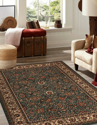 RugsX Wool Carpet Kashqai 4362 410 Ornament Green / Beige  135X200 Cm from B&Q