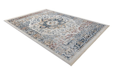 RugsX Distin 0834A Navy Blue / Blue / Yellow / Terracotta Modern CarpetOr  140X190 Cm from B&Q