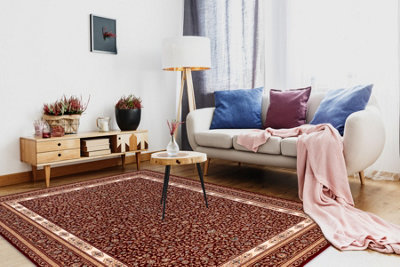 RugsX Carpet Wool Nain OrnamentFrame 7965/51066 Burgundy / Beige   80X150 Cm from B&Q