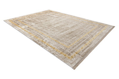 RugsX Modern Carpet Duke 51523 Beige / GoldFrameStructuredVery Soft  140X190 Cm from B&Q
