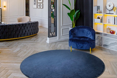 RugsX Carpet Visco Circle Dark Blue 10 PlushImitation Of Rabbit Fur  Circle 160 Cm from B&Q