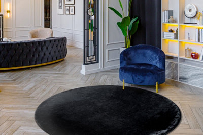 RugsX Carpet Visco Circle Dark Grey 5 PlushImitation Of Rabbit Fur  Circle 120 Cm from B&Q