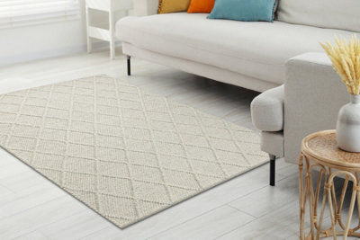 RugsX Wool Carpet Tahar 99001C BeigeHand-Woven LoopRhombusBoho  200X290 Cm from B&Q