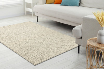 RugsX Wool Carpet Tahar 99005B Cream / GreyHand-Woven LoopUniform  90X150 Cm from B&Q