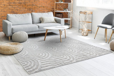RugsX Carpet Santo Sisal 0537 Geometric Grey   140X190 Cm from B&Q
