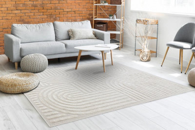 Rugsx White Carpet Santo Sisal 0989 Geometric 140X190 Cm