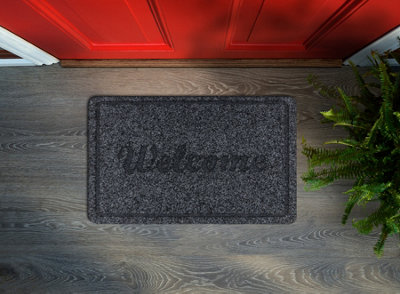 RugsX Doormat Welcome 2098 AntislipOutdoorIndoorAnthracite  50X80 Cm from B&Q