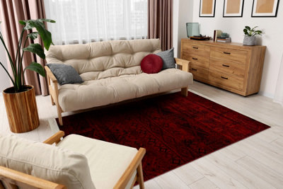 RugsX Orient 4722 Carpet Burgundy Black OrientalWith Fringes 150X230 Cm from B&Q