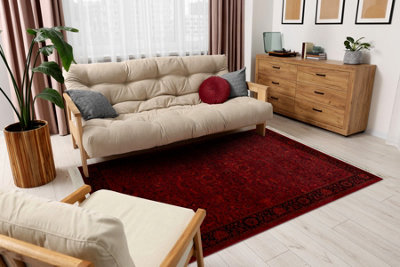 RugsX Orient 5125 Carpet Burgundy Black FrameClassicOrnamentWith Fringes 150X230 Cm from B&Q