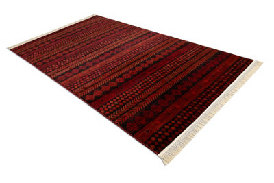 RugsX Orient 5132 Carpet Burgundy Black OrientalWith Fringes 100X200 Cm from B&Q