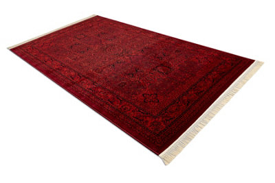 RugsX Orient 5365 Carpet Burgundy Black FrameOrientalWith Fringes 200X290 Cm from B&Q