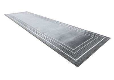 RugsX CarpetRunner Allure 1960 Greek KeyFrameStructuralStylishGlamour Grey 80X300 Cm from B&Q