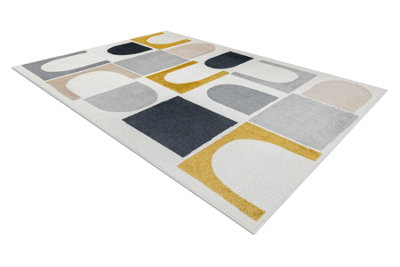 RugsX Carpet Fusion 0213 White YellowGeometricModernAbstract 140X190 Cm from B&Q