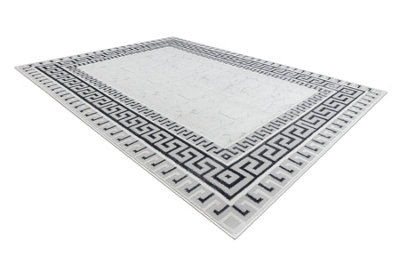 RugsX Carpet Allure 1960 Greek KeyFrameStructuralStylishGlamour White Grey 80X150 Cm from B&Q