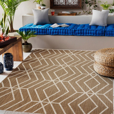 RugsX Flat 48956265 Sisal Carpet GeometricNatural Beige Straw ColorString 160X230 Cm from B&Q