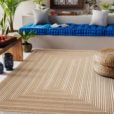 RugsX Flat 48962265 Sisal Carpet GeometricNatural Beige Straw ColorString 120X170 Cm from B&Q