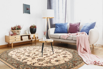 RugsX Wool Carpet Polonia Oval Madras Flowers Jasmine 2 Green 200X300 Cm from B&Q