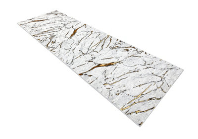 RugsX CarpetRunner Allure 1963 MarbleStructuralStylishGlamour White Gold 60X300 Cm from B&Q