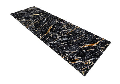 RugsX CarpetRunner Allure 1963 MarbleStructuralStylishGlamour Black Gold 70X300 Cm from B&Q