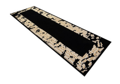 RugsX CarpetRunner Allure 1965 FrameStructuralStylishGlamour Black Gold 60X200 Cm from B&Q