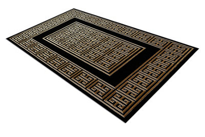 RugsX Carpet Allure 1968 Greek KeyFrameStructuralStylishGlamour Black Gold 80X150 Cm from B&Q