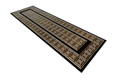 RugsX CarpetRunner Allure 1968 Greek KeyFrameStructuralStylishGlamour Black 70X250 Cm from B&Q