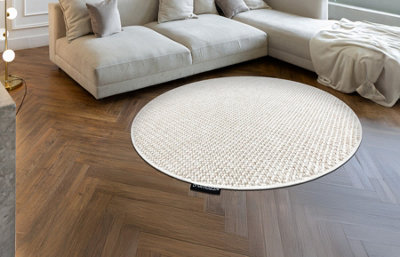 RugsX Carpet Casablanca Loop Circle White Beige LoopSoft Circle 133 Cm from B&Q
