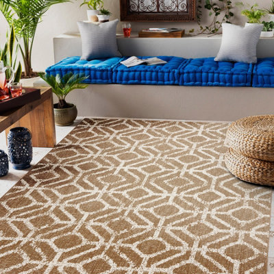 RugsX Carpet Flat 48957265 Geometric Rhombus Natural Beige String 140X200 Cm from B&Q