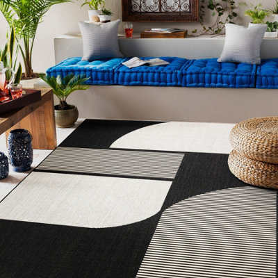 RugsX Carpet Sisal Flat 49384690 Abstraction Cream Black 140X200 Cm from B&Q