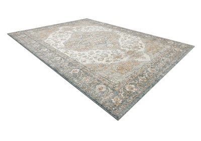 RugsX Wool Carpet Soho 477.01.la113 OstaOrnamentRosetteNatural Green Beige 80X160 Cm from B&Q