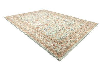 RugsX Wool Carpet Soho 477.26.la400 OstaOrnamentFrameNatural Green Beige 80X160 Cm from B&Q