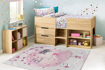 RugsX Bambino 2161Washing Carpet BallerinaKitty For Children Anti-SlipPink 120X170 Cm from B&Q
