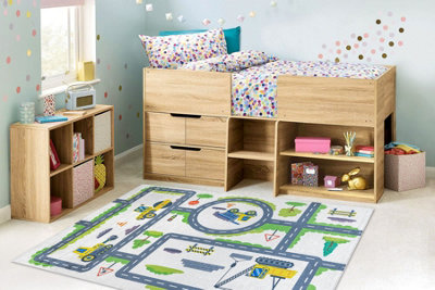 RugsX Bambino 2338 Washing Carpet ExcavatorStreets For Children Anti-SlipWhite 120X170 Cm from B&Q